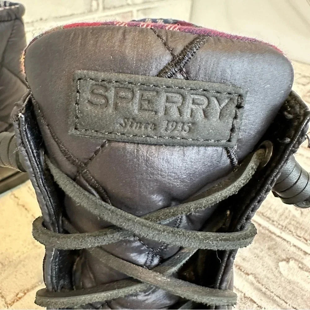 Sperry Women's Saltwater Nylon Quilt Rain Boot Black Size 9 - Picture 7 of 12